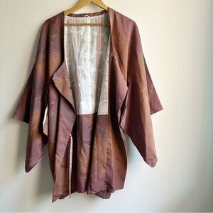 Japanese Kimono Brown Jacket One Size